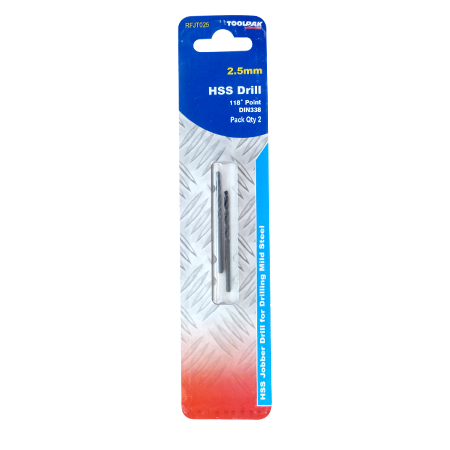 Jobber HSS Drill 2.5mm Roll Forged Toolpak Pack of 2